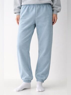 LazyPants Ultra-Soft Fleece Joggers Light Blue M Relaxed Fit Sweatpants NWOT